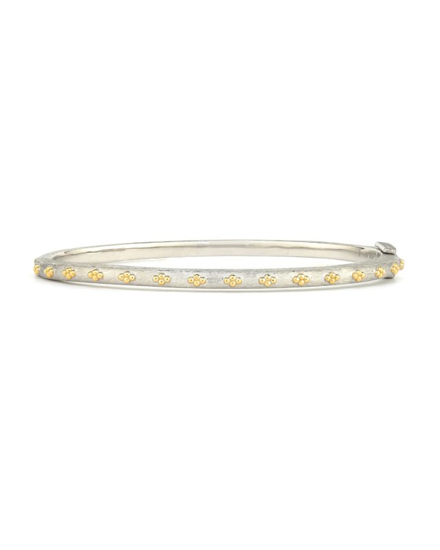 Mixed Metal Thin Beaded Quad Bangle